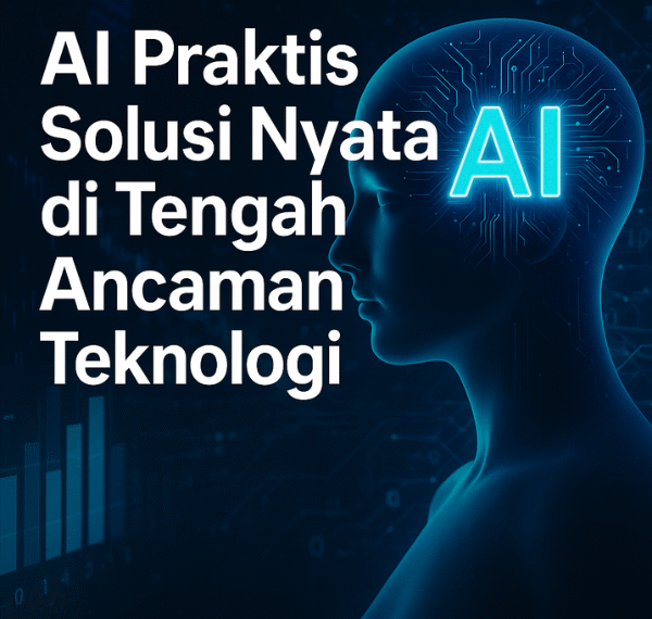 Ilustrasi AI praktis yang menggambarkan kecerdasan buatan sebagai solusi teknologi modern