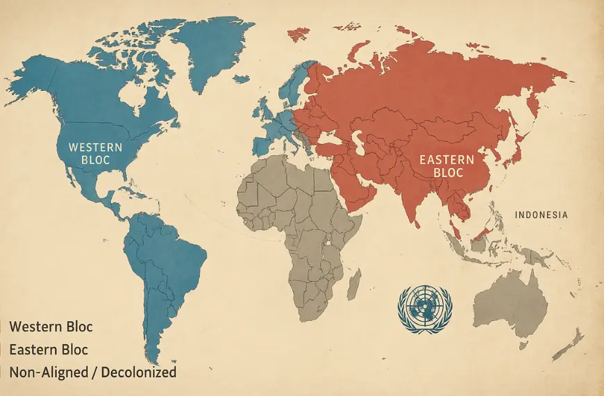 Peta dunia menunjukkan dampak perang dunia pada geopolitik global