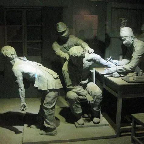 Diorama eksperimen manusia Jepang Unit 731 di Manchuria – Praktik viviseksinya dan penyiksaan ilmiah Jepang.