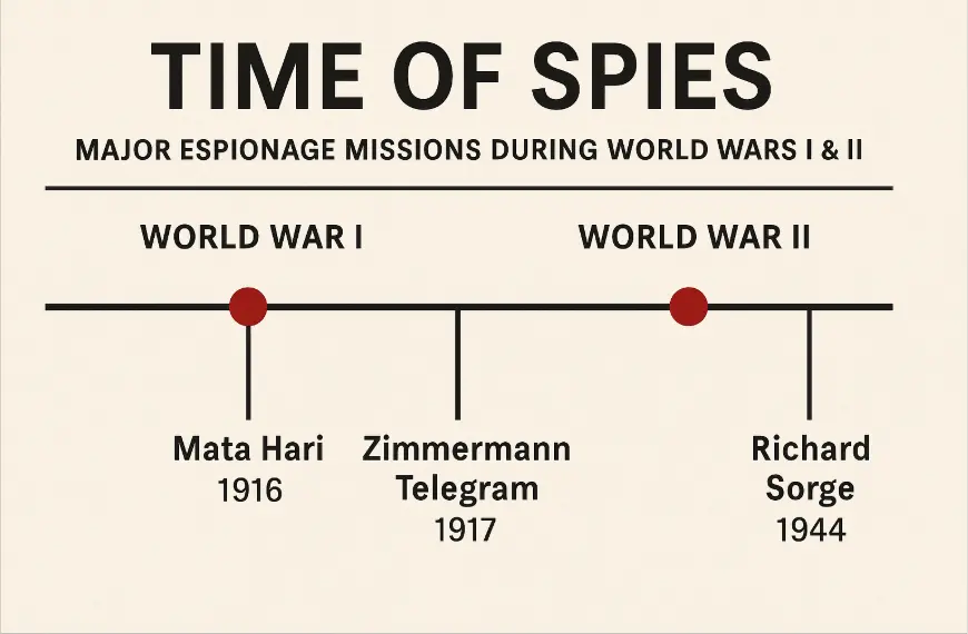 Infografik sejarah spionase Perang Dunia dari Mata Hari hingga Richard Sorge