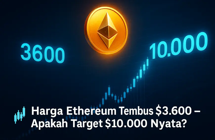 Visual harga Ethereum naik dari angka $3.600 ke $10.000