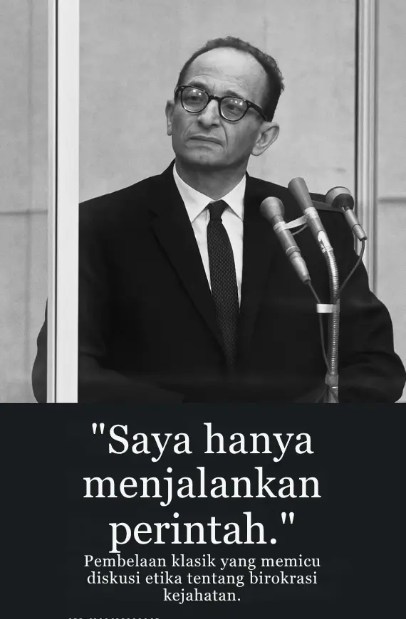 Visual kutipan Eichmann dalam pengadilan Israel saat penculikan Adolf Eichmann oleh Mossad di Argentina