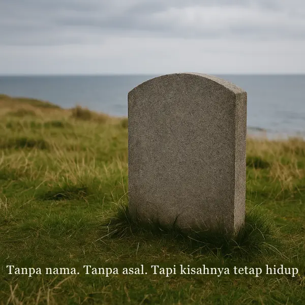 Batu nisan anonim di tepi pantai mewakili akhir dari Misteri Peter Bergmann