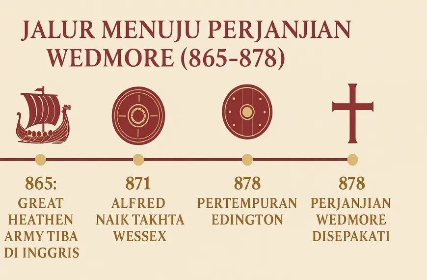 Timeline Raja Alfred dan Viking dari invasi hingga Perjanjian Wedmore tahun 878