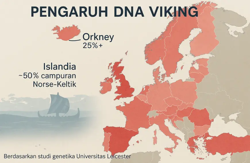 Peta heatmap Eropa pengaruh genetik Viking – Jejak Viking di Dunia Modern