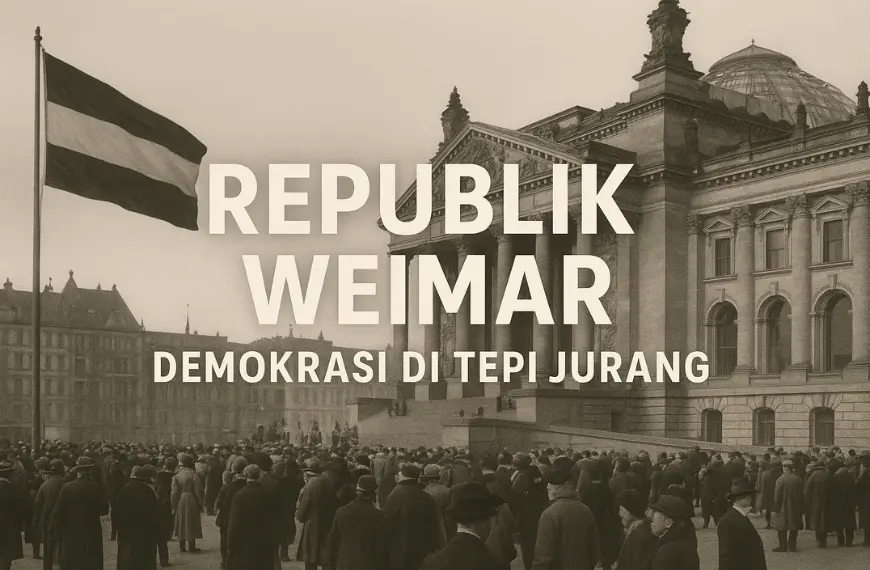 Home Republik Weimar di depan Reichstag, simbol demokrasi rapuh di Jerman pasca-Perang Dunia I.